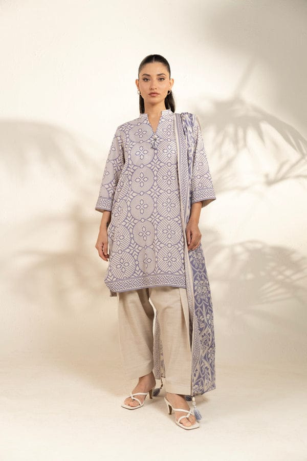 Unstitched 3-Piece Printed Khaddar Suit