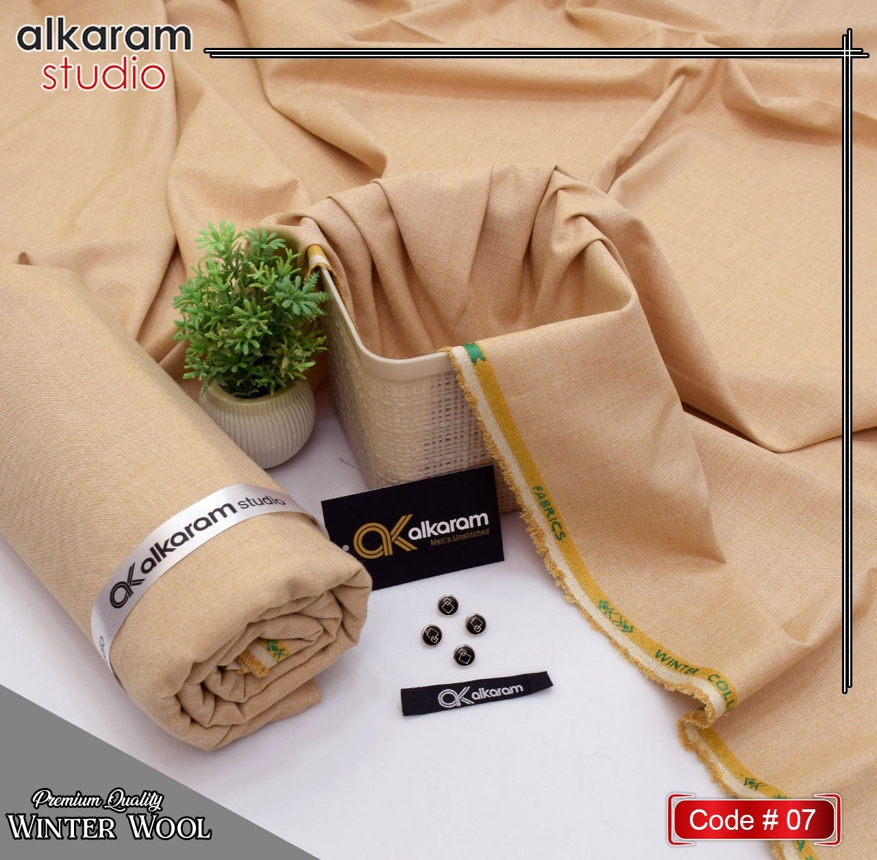 ALKARAM UNSTITCHED WINTER RUSSIAN WOOL CODE 017