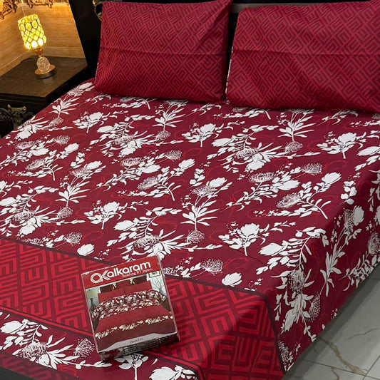 Alkaram 3pc King Size Bedsheet code 554