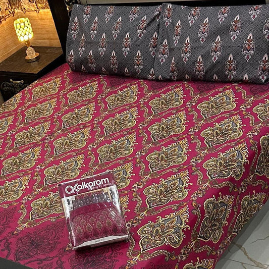 Alkaram 3pc King Size Bedsheet code 551