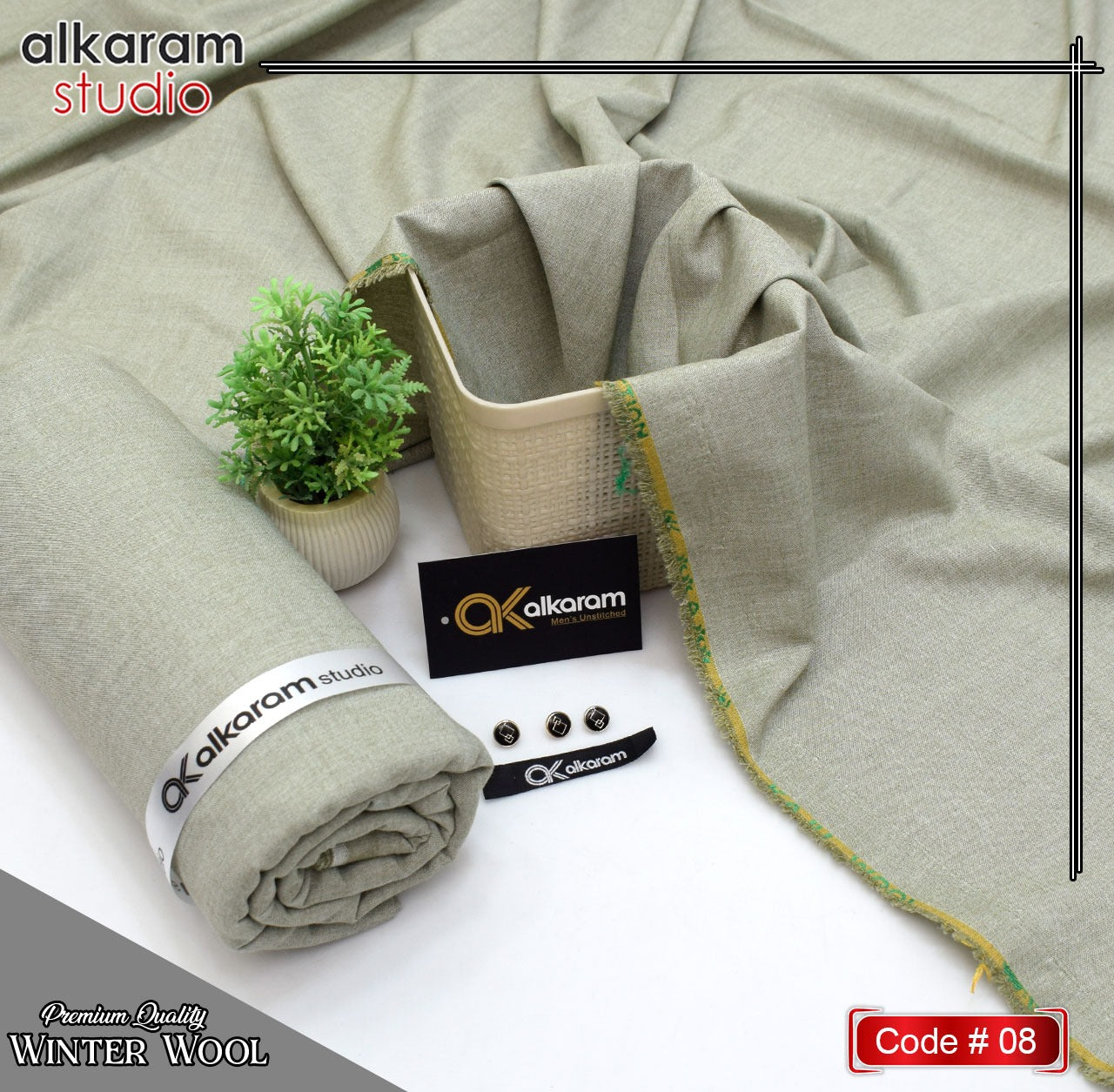 ALKARAM UNSTITCHED WINTER RUSSIAN WOOL CODE 018
